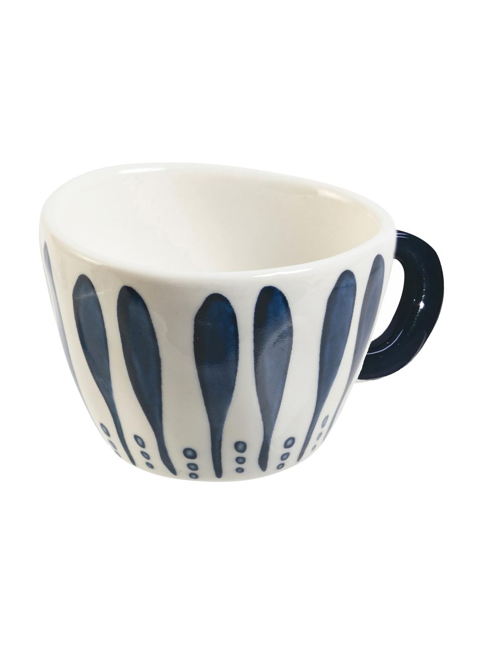 Tazas espresso de gres Masai, 6 uds., Gres, Blanco, azul, Ø 7 x Al 5 cm, 90 ml