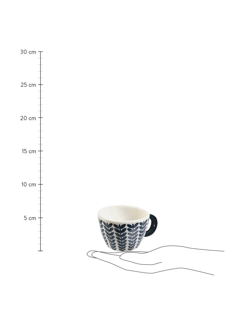 Tasse à espresso grès cérame bleu/blanc Masai, 6 élém., Grès cérame, Blanc, bleu, Ø 7 x haut. 5 cm, 90 ml