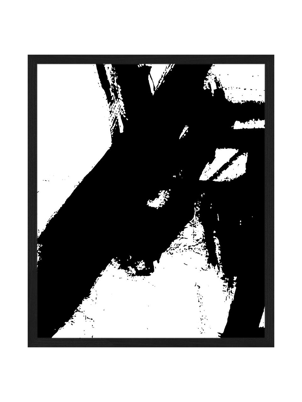 Stampa digitale incorniciata Franz Kline V1, Immagine: stampa digitale su carta,, Cornice: legno verniciato, Nero, bianco, Larg. 53 x Alt. 63 cm