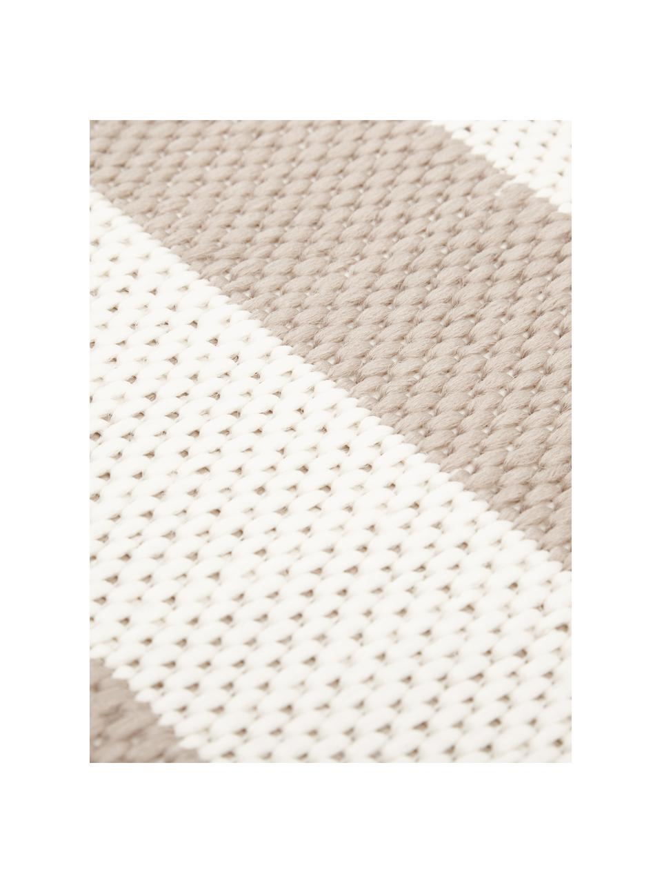 Tapis d'extérieur à jeu de rayures Axa, 86 % polypropylène, 14 % polyester, Blanc cassé, beige clair, larg. 80 x long. 150 cm (taille XS)