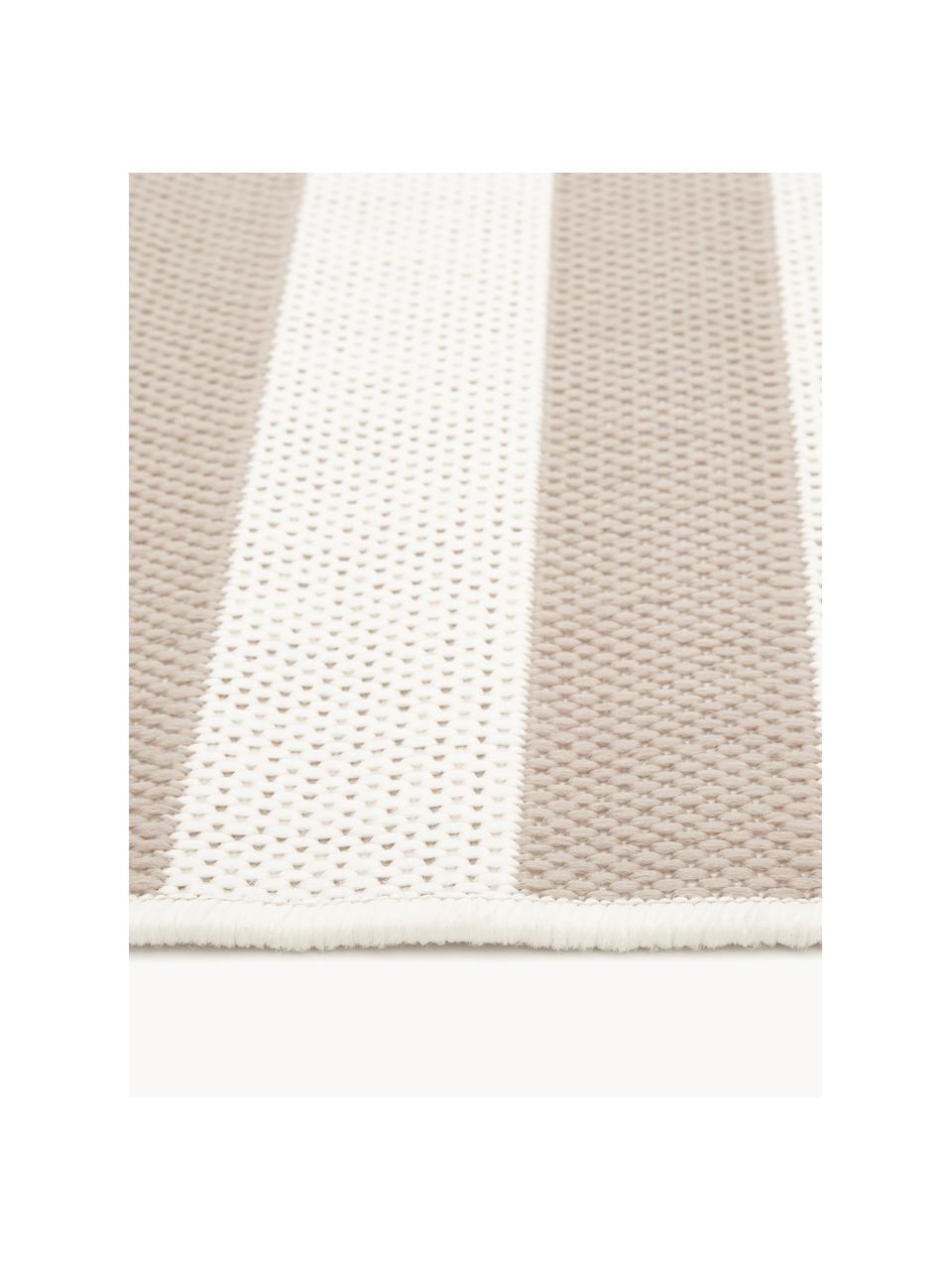 Gestreept in- & outdoor vloerkleed Axa, 86% polypropyleen, 14% polyester, Off White, lichtbeige, B 80 x L 150 cm (maat XS)