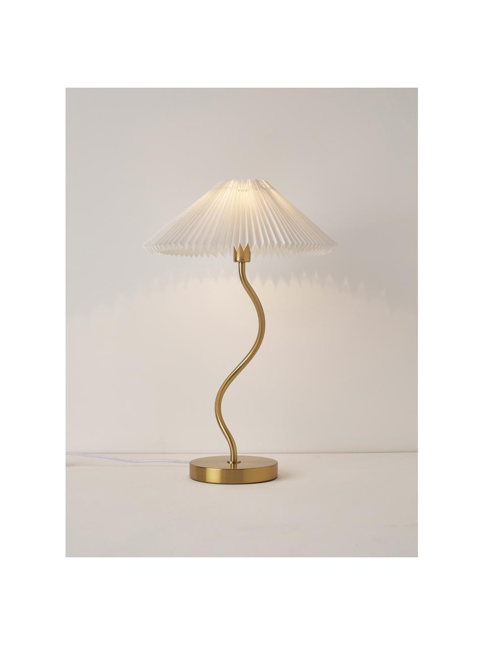 Lampe à poser Ayla, Blanc, doré, Ø 33 x haut. 52 cm