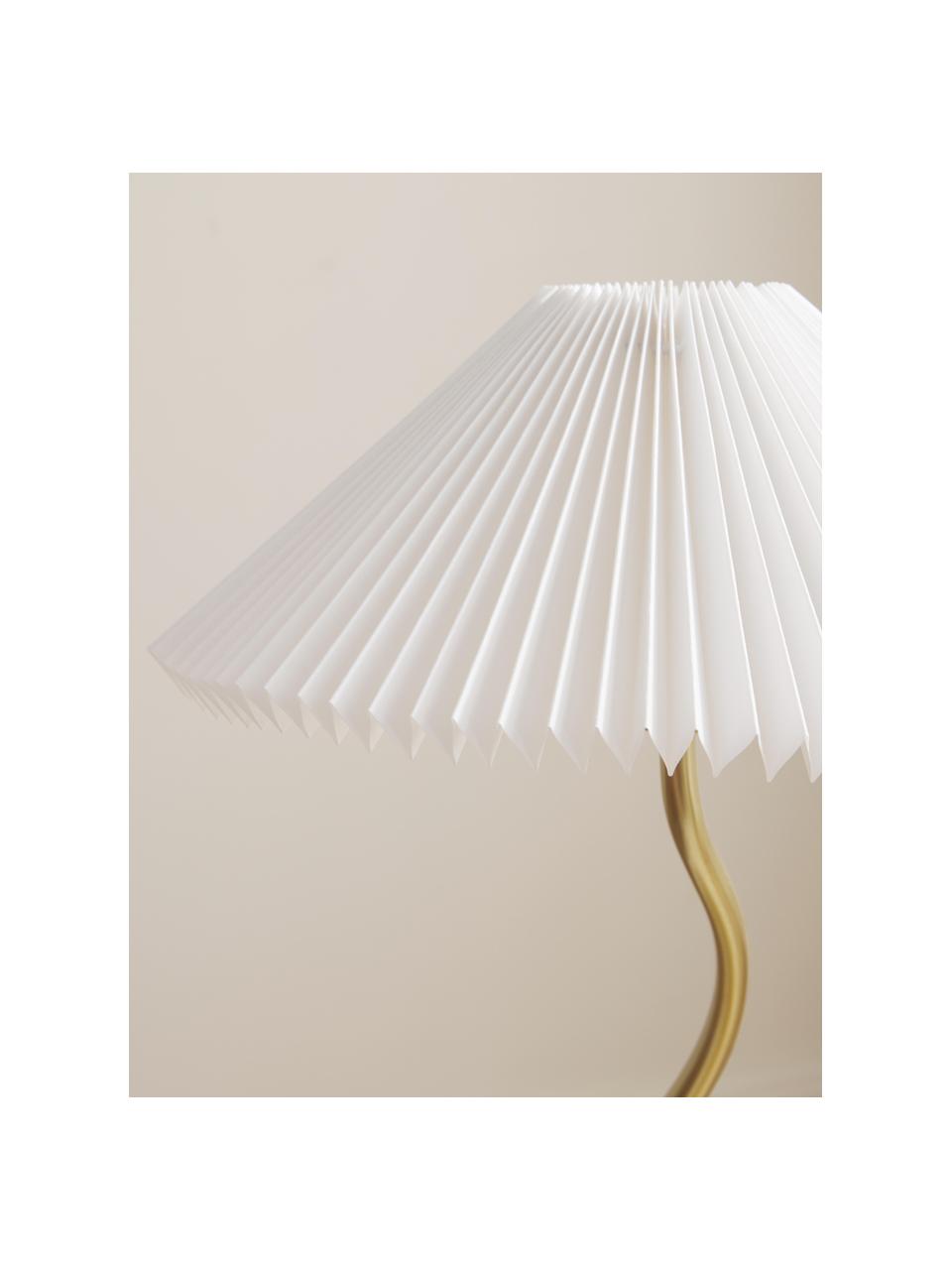 Tafellamp Ayla, Lampenkap: 50% linnen, 50% katoen, Wit, goudkleurig, Ø 33 x H 52 cm