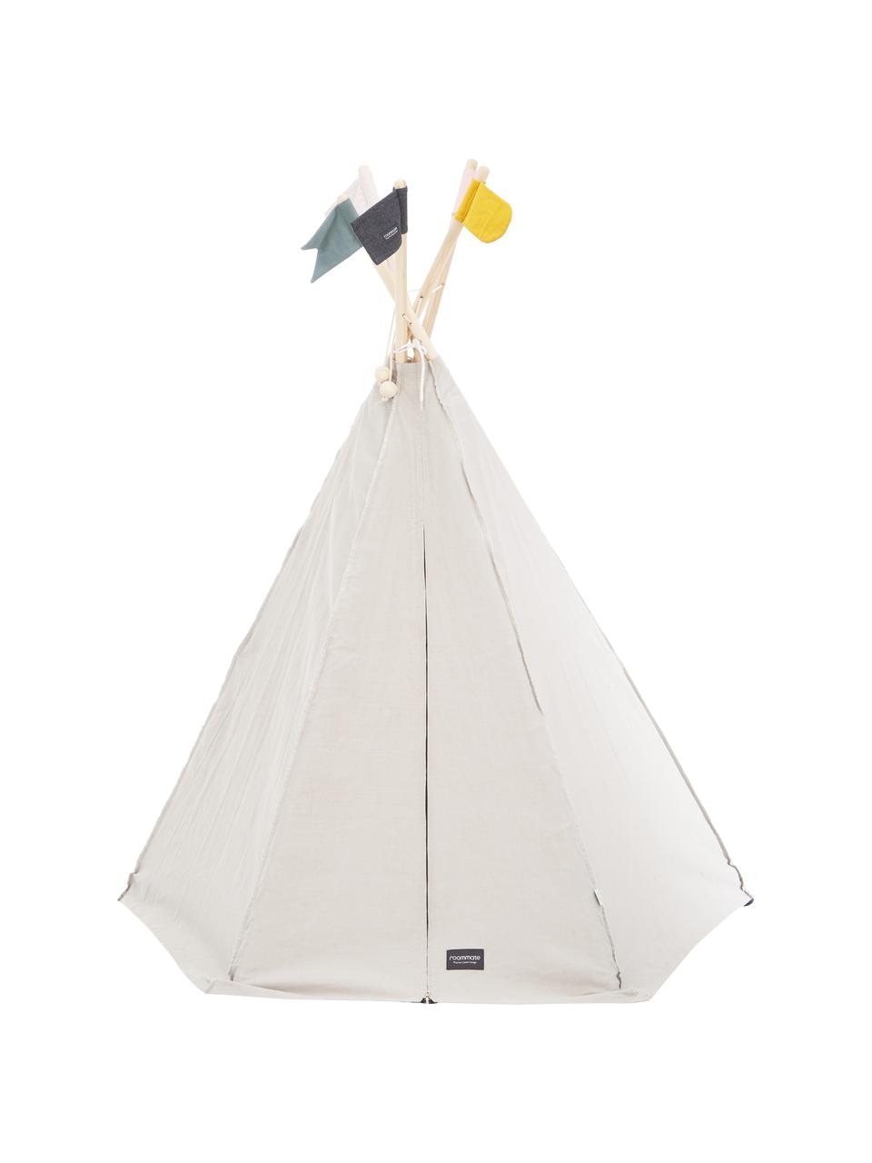 Kindertipi Hippie van biokatoen, 100% biokatoen, Grijs, beige, B 135 x H 135 cm