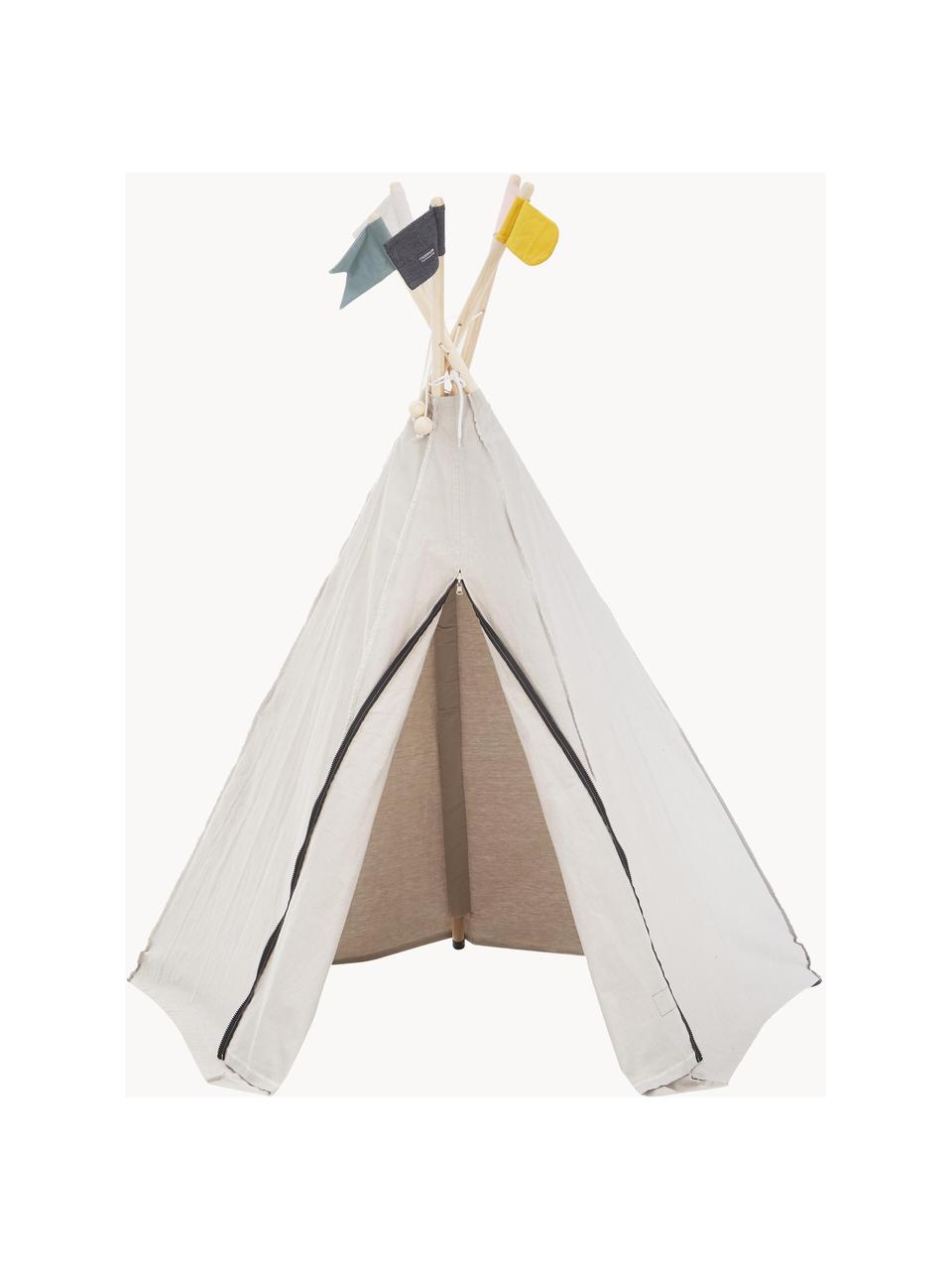 Kinder-Tipi Hippie aus Bio-Baumwolle, 100 % Biobaumwolle, Hellbeige, Bunt, B 135 x H 135 cm