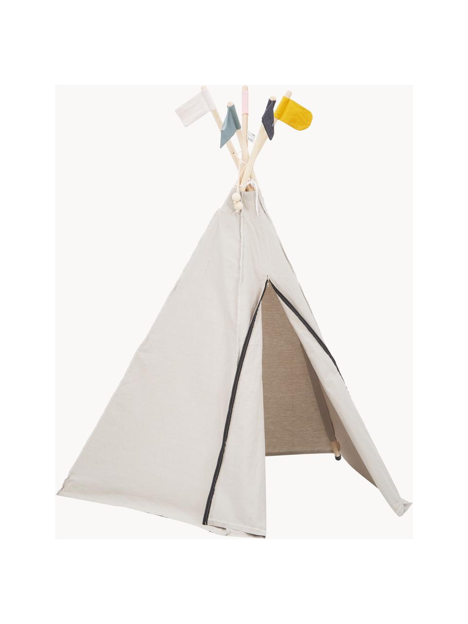 Kinder-Tipi Hippie aus Bio-Baumwolle, 100 % Biobaumwolle, Hellbeige, Bunt, B 135 x H 135 cm