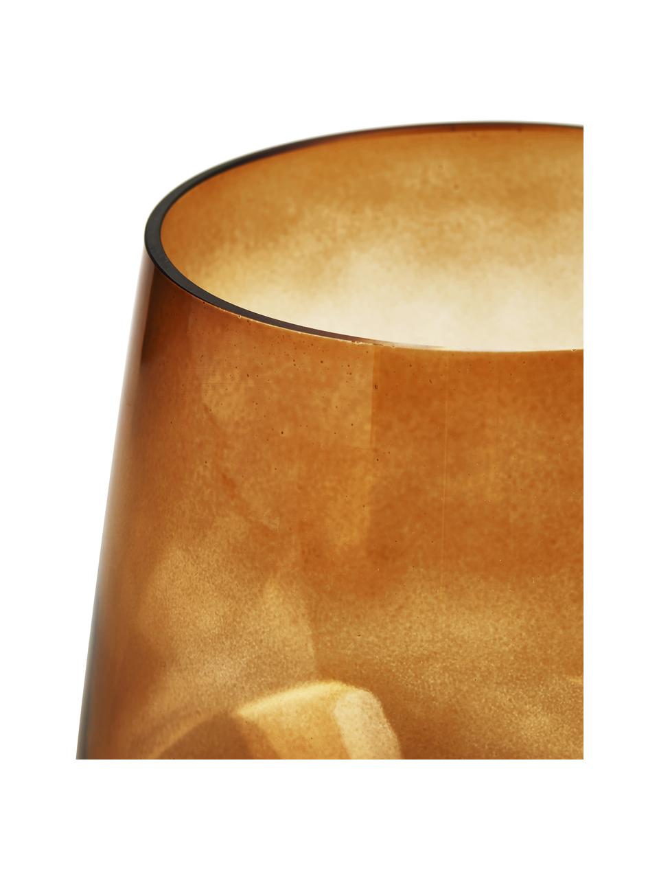 Mondgeblazen vaas Joyce in amberkleur, Glas, Bruin, Ø 16 x H 16 cm