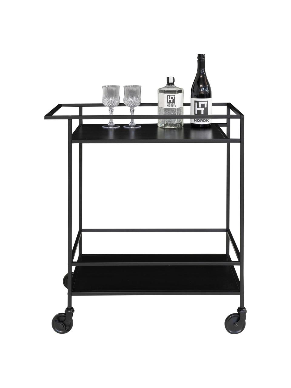 Camarera de metal Noel, Estructura: metal recubierto, Estantes: tablero de fibras de dens, Negro, An 68 x Al 79 cm