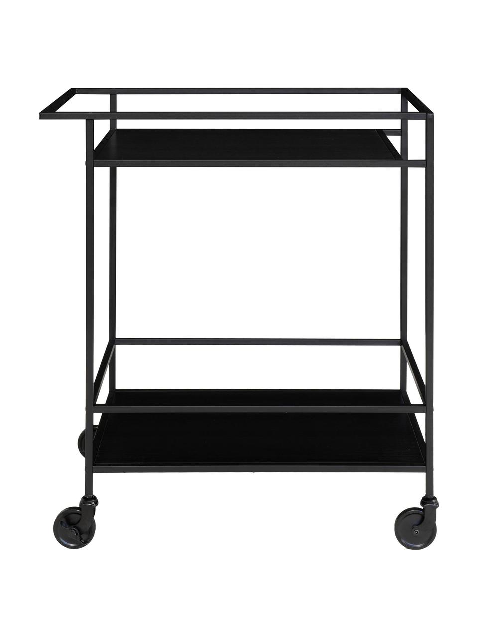 Camarera de metal Noel, Estructura: metal recubierto, Estantes: tablero de fibras de dens, Negro, An 68 x Al 79 cm