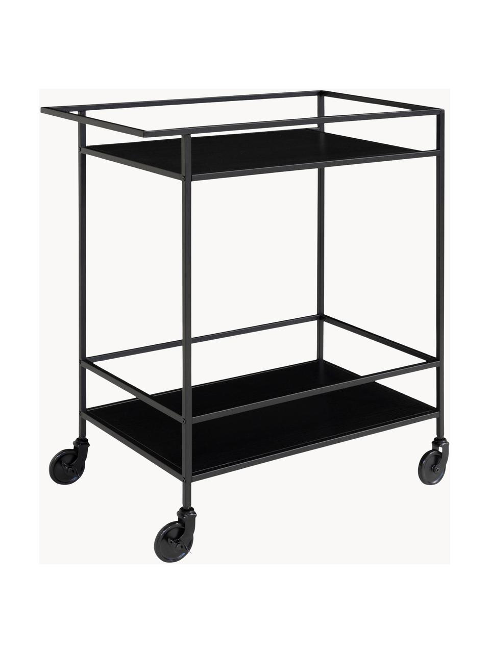 Camarera Noel, Estructura: metal recubierto, Estantes: tablero de fibras de dens, Negro, An 68 x Al 79 cm