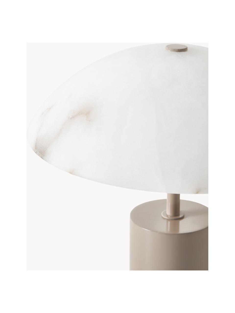 Petite lampe à poser en albâtre Essi, Blanc, beige, Ø 25 x haut. 30 cm