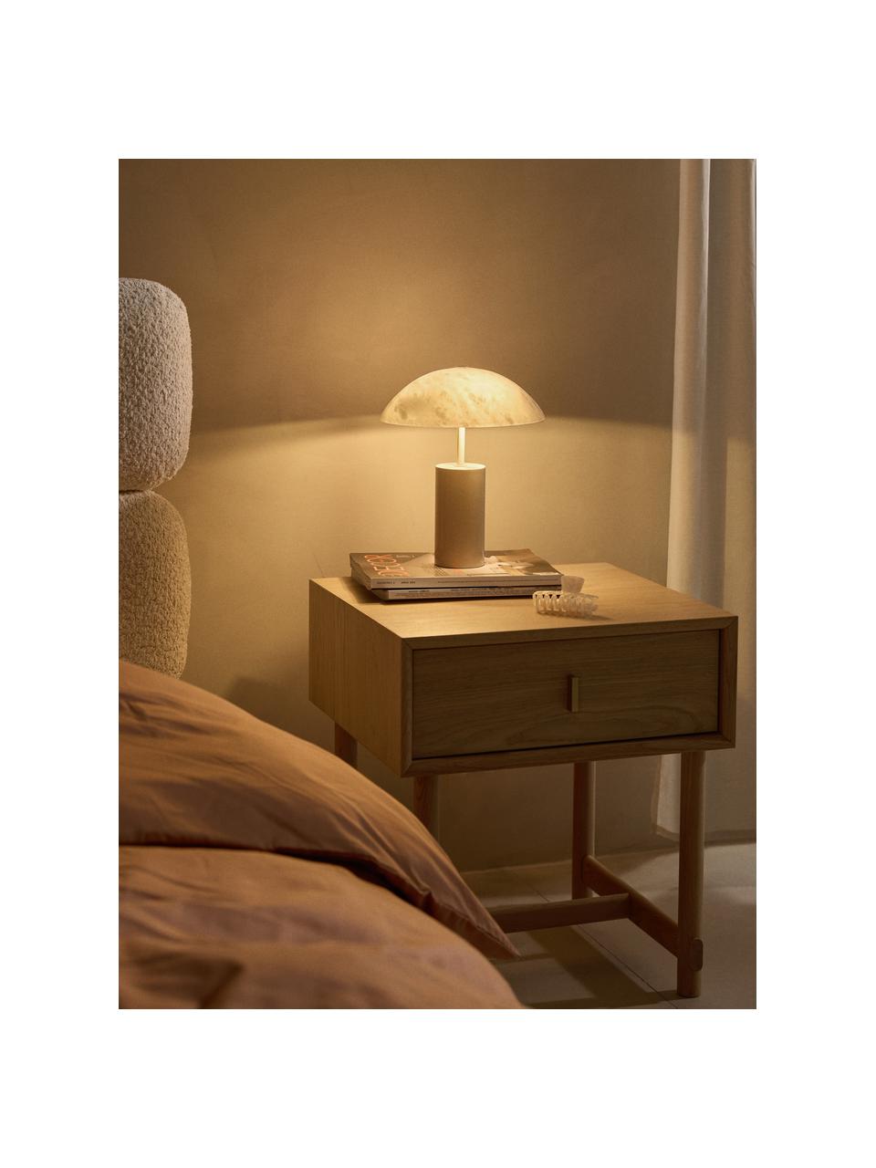 Petite lampe à poser en albâtre Essi, Blanc, beige, Ø 25 x haut. 30 cm