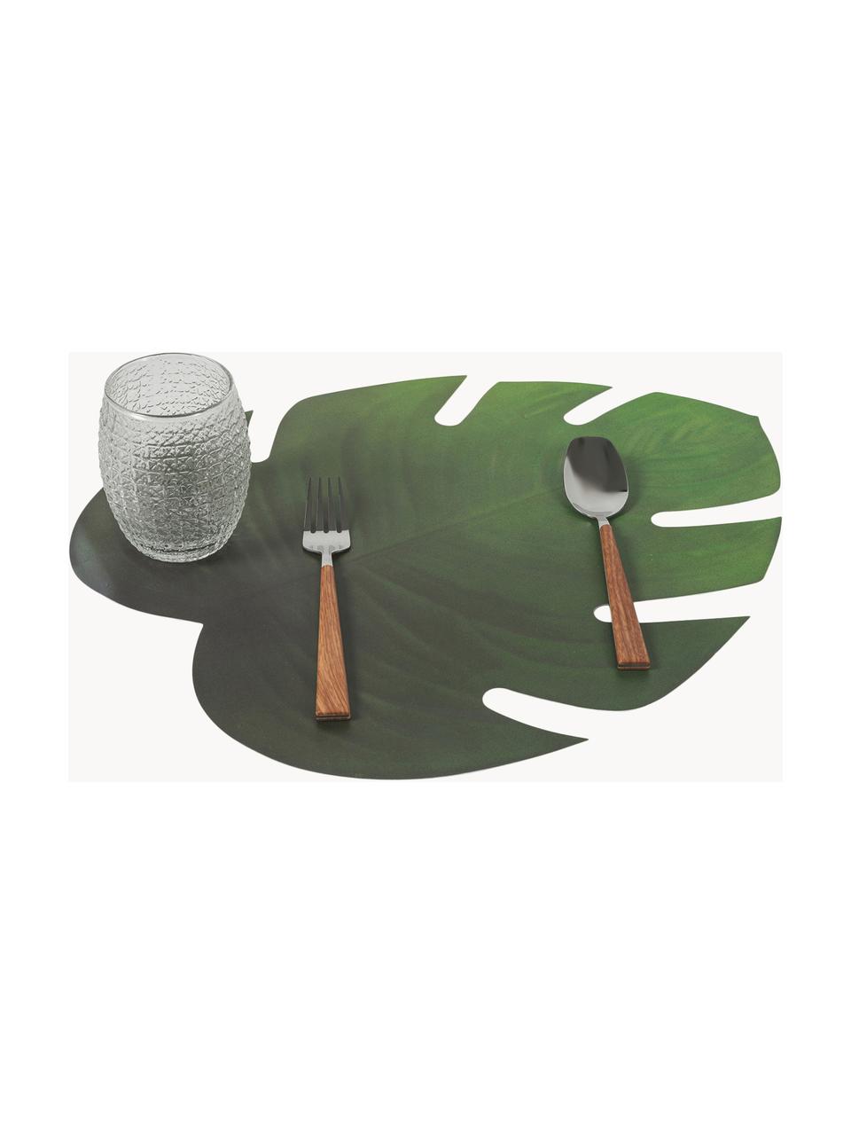 Placemats Jungle in bladvorm, 6 stuks, Kunststof (PCV), Groen, B 37 x L 47 cm