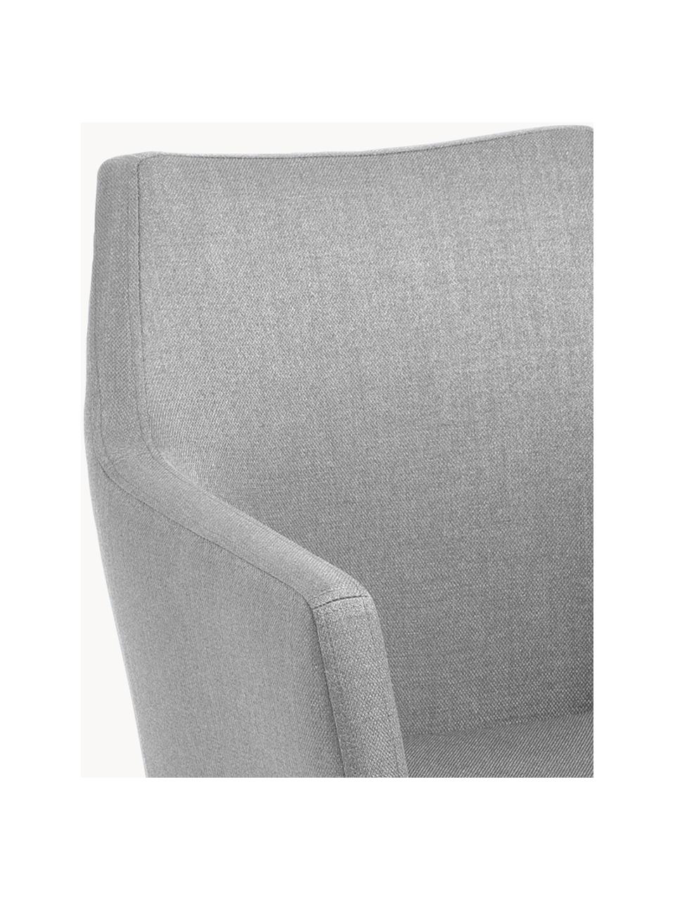 Silla con reposabrazos Nora, Tapizado: 100% poliéster El tapizad, Patas: madera de roble, Tejido gris claro, madera de roble clara, An 58 x Al 84 cm