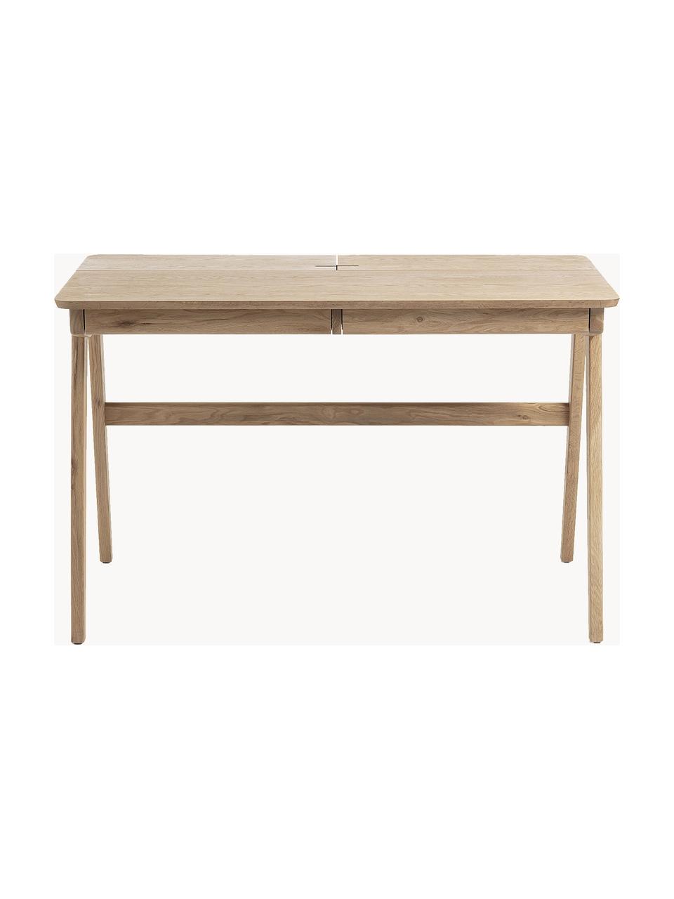 Holz-Schreibtisch Jacques mit Kabeldurchlass, Beine: Eschenholz, massiv, Eschenholz, B 120 x T 65 cm