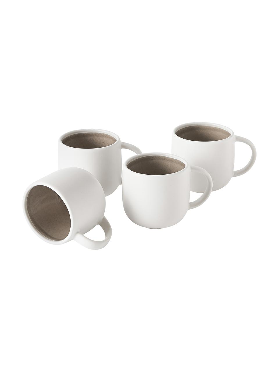 Theemokken Ginger, 4 stuks, Keramiek, Off White, beige, Ø 9 x H 9 cm, 350 ml