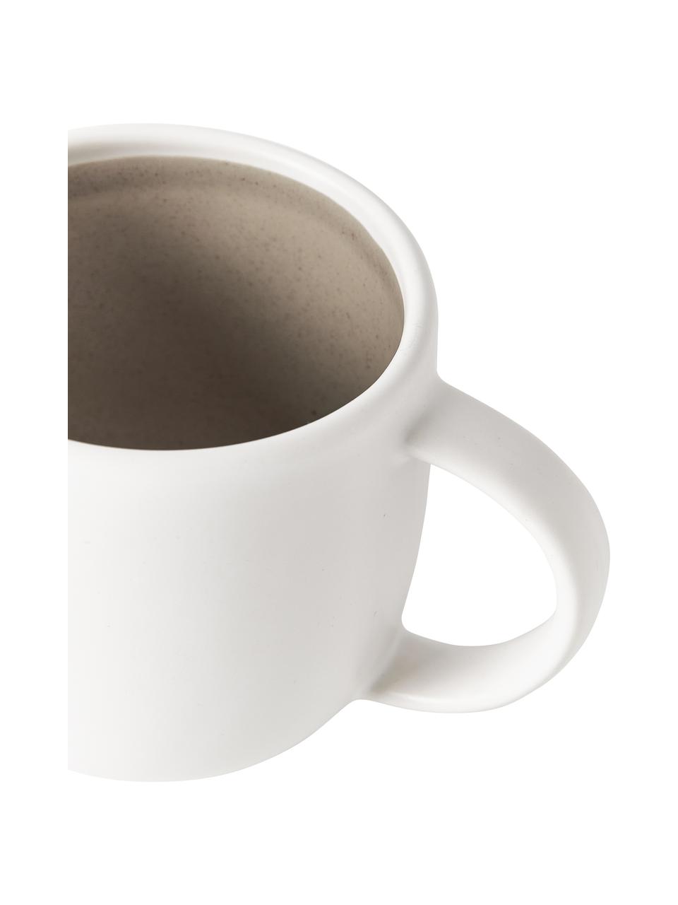 Tasses à thé Ginger, 4 pièces, Grès cérame, Blanc cassé, beige, Ø 9 x haut. 9 cm, 350 ml