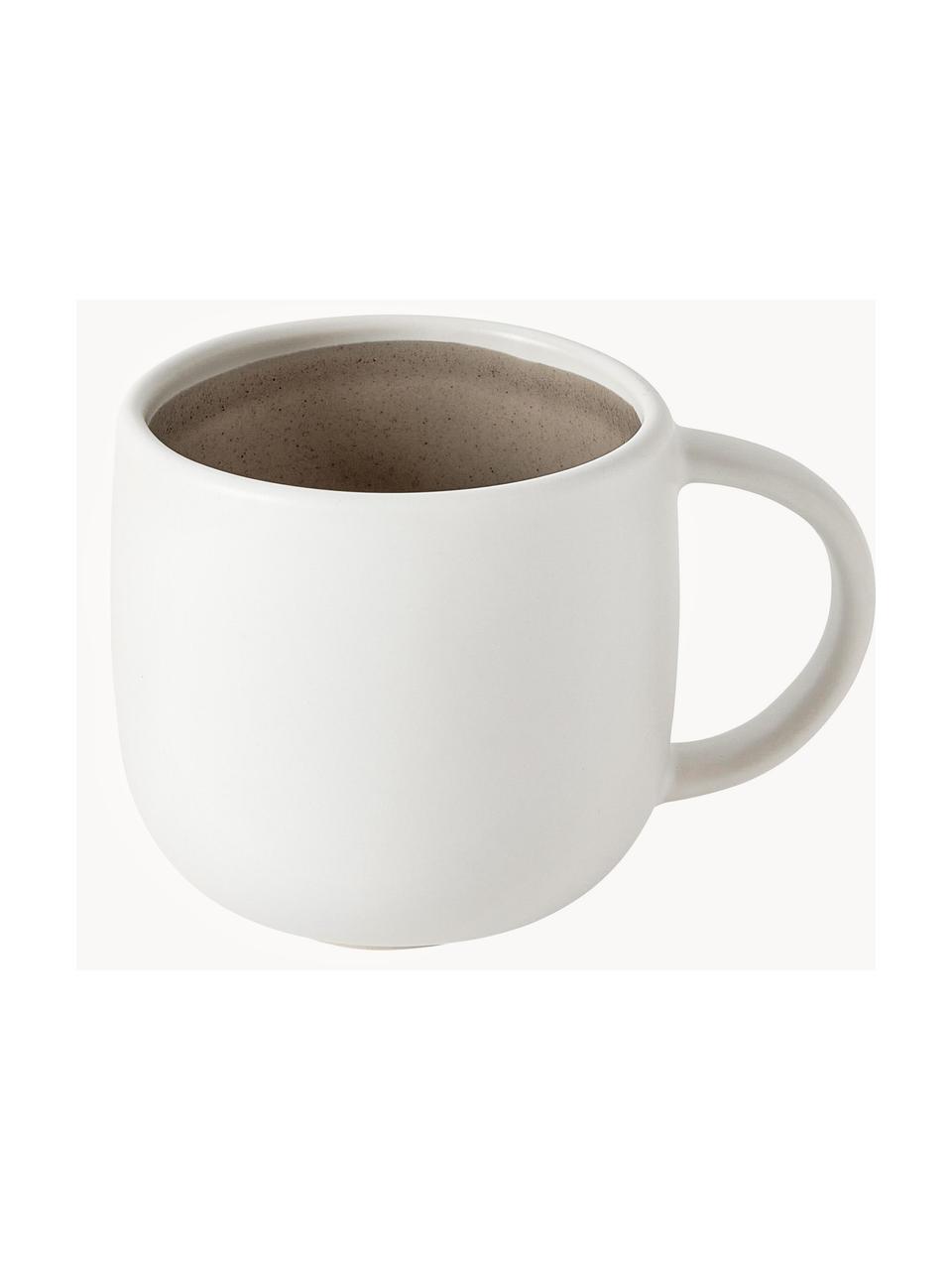 Tasses à thé Ginger, 4 pièces, Grès cérame, Blanc cassé, beige, Ø 9 x haut. 9 cm, 350 ml