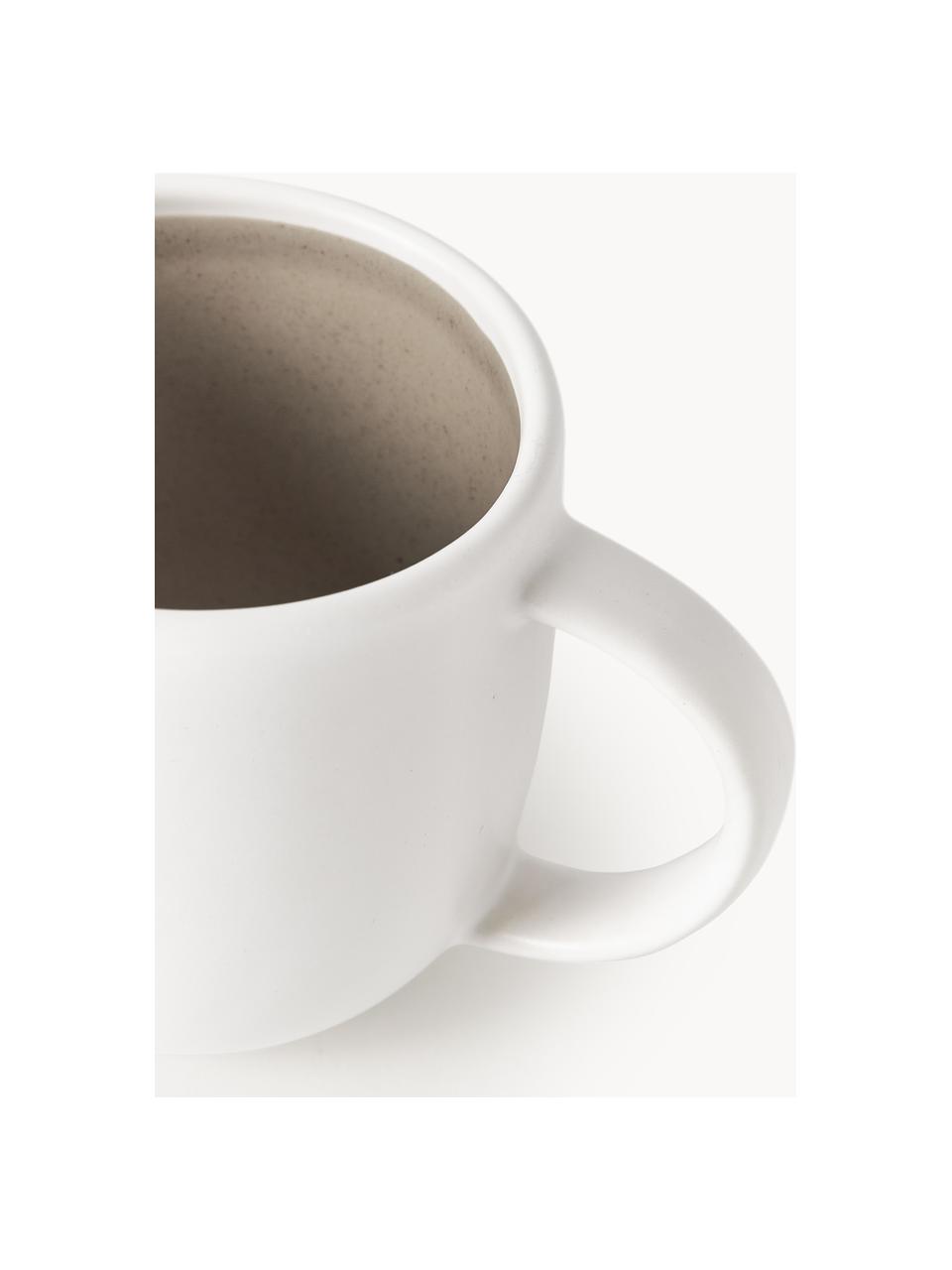 Tazas de té Ginger, 4 uds., Cerámica de gres, Blanco Off White, beige, Ø 9 x Al 9 cm, 350 ml