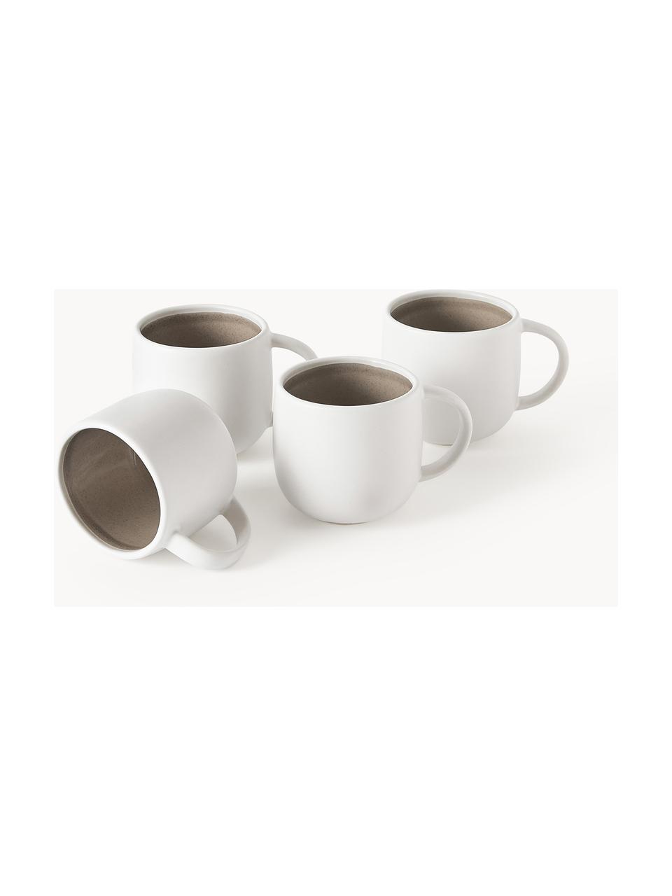 Tasses à thé Ginger, 4 pièces, Grès, Blanc cassé, beige, Ø 9 x haut. 9 cm, 350 ml