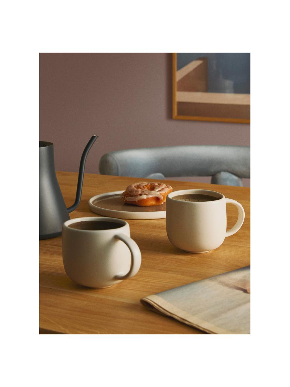 Tazas de té Ginger, 4 uds., Cerámica de gres, Blanco Off White, beige, Ø 9 x Al 9 cm, 350 ml