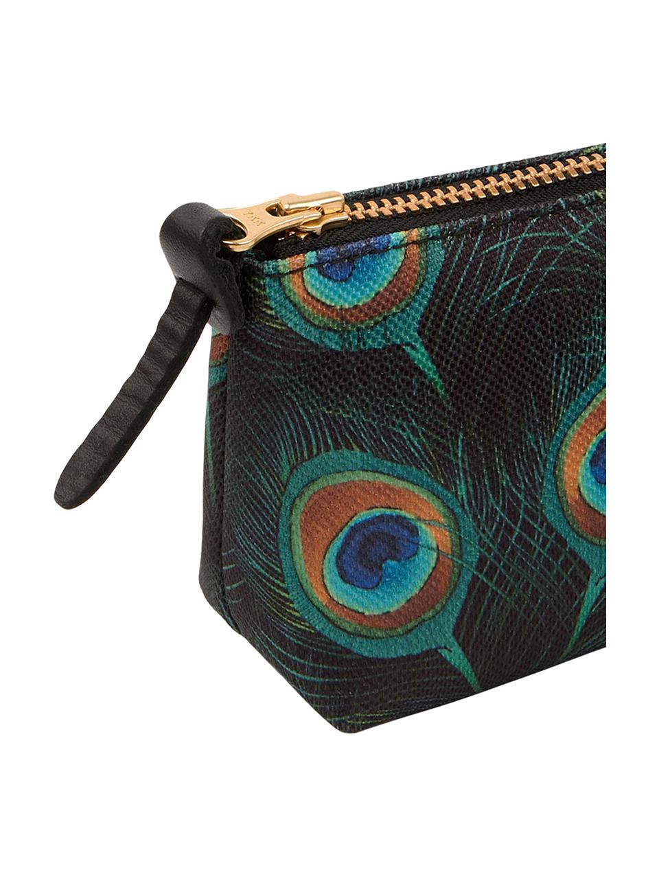 Stifte-Etui Peacock, Polyester, Leder, Schwarz, Mehrfarbig, B 22 x H 9 cm