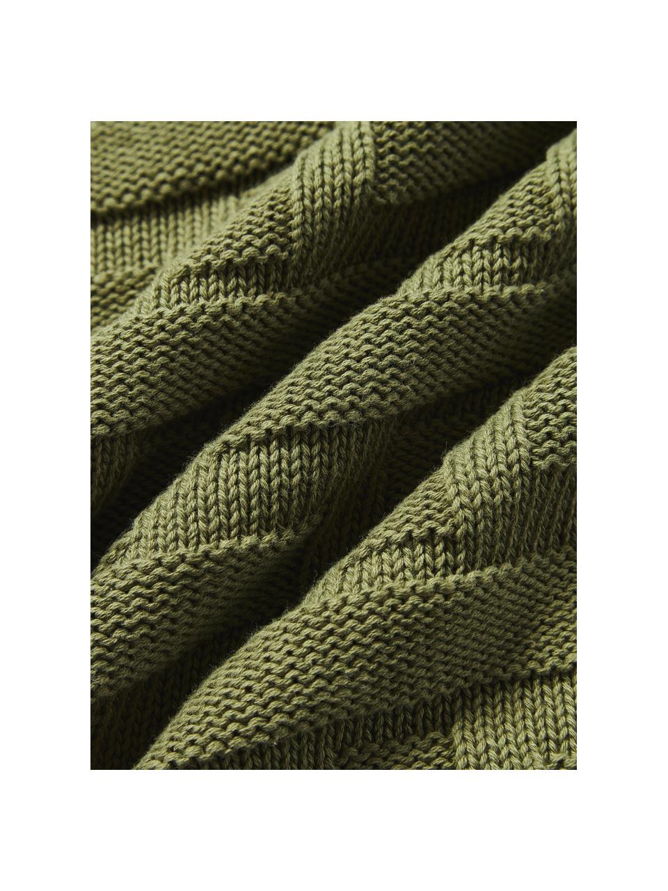 Copricuscino in cotone a maglia Gwen, 100% cotone, Verde oliva, Larg. 50 x Lung. 50 cm