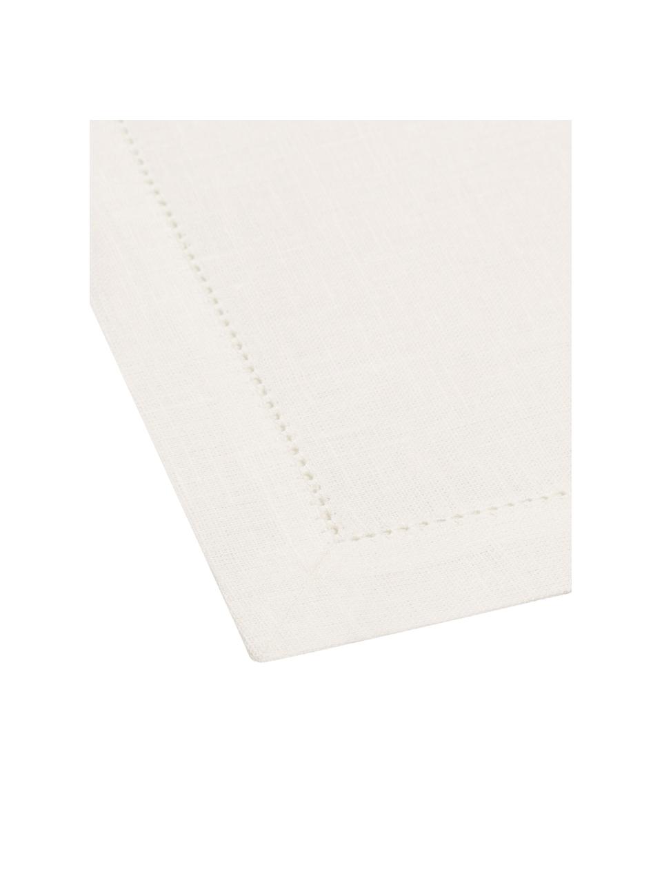 Linnen servetten Alanta met open zoom, 6 stuks, Crèmewit, B 42 x L 42 cm