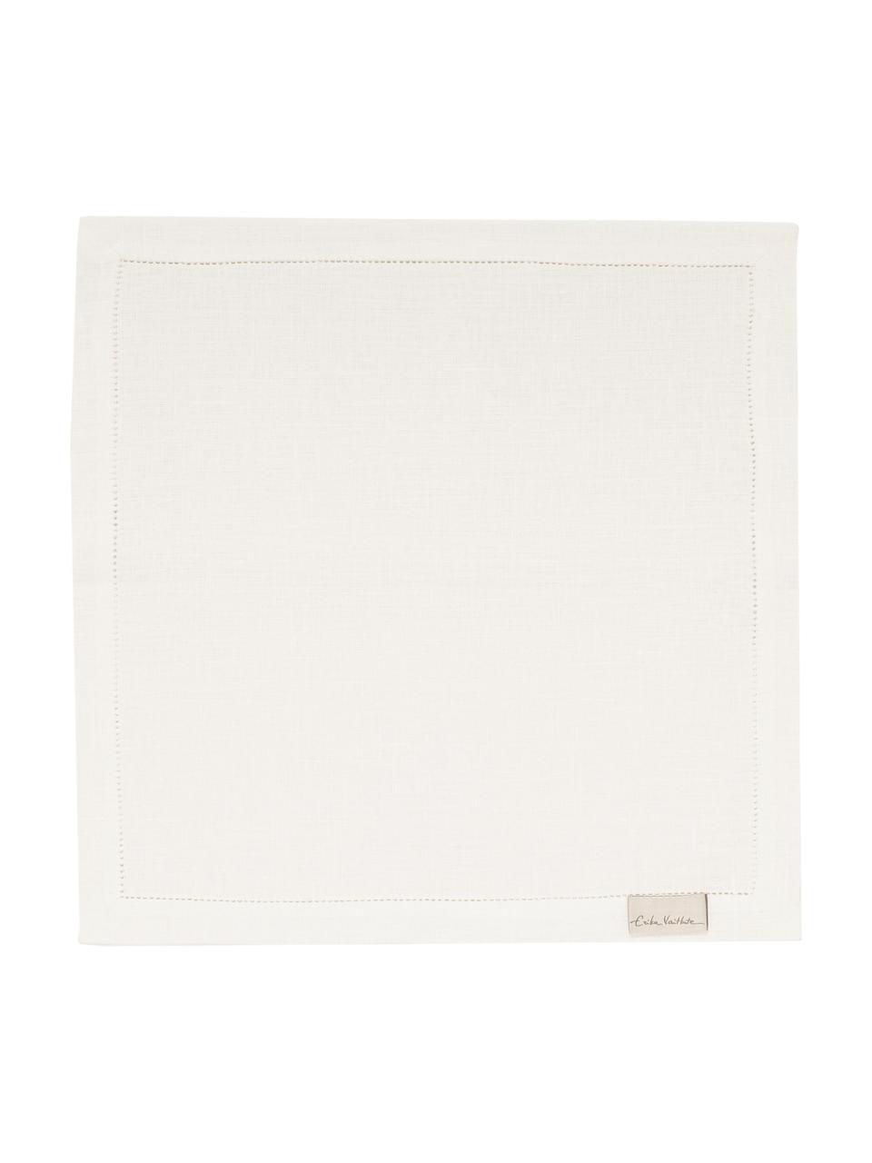 Serviettes de table en lin, avec ourlet Alanta, 6 pièces, Blanc crème, larg. 42 x long. 42 cm