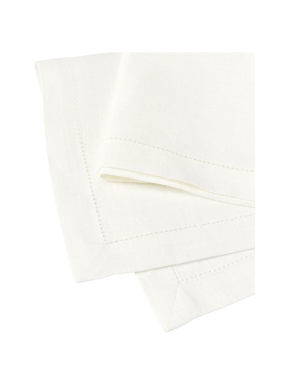 Tovagliolo in stoffa di lino con bordo ricamato Alanta 6 pz, Bianco crema, Larg. 42 x Lung. 42 cm