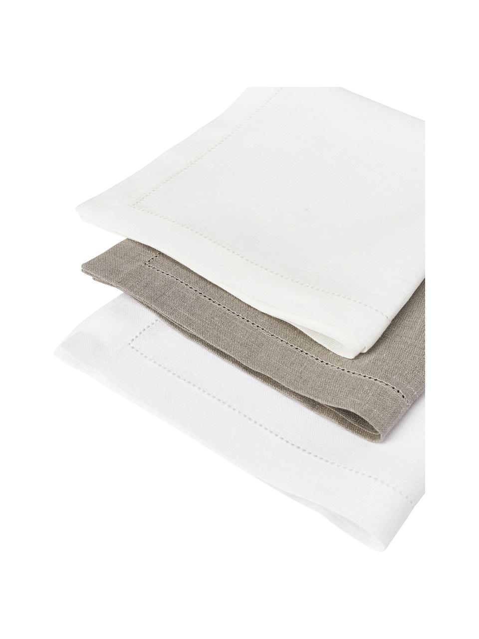 Serviettes de table en lin, avec ourlet Alanta, 6 pièces, Blanc crème, larg. 42 x long. 42 cm