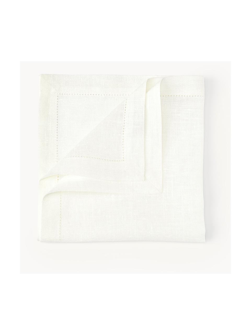 Serviettes de table en lin avec ourlet Alanta, 6 pièces, Blanc cassé, larg. 42 x long. 42 cm