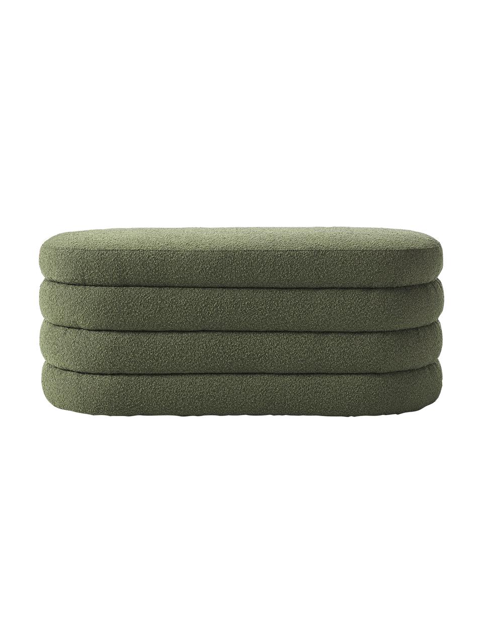 Panca imbottita in bouclé Alto, Rivestimento: bouclé (100% poliestere) , Struttura: legno di pino massiccio, , Bouclé verde, Larg. 110 x Alt. 47 cm