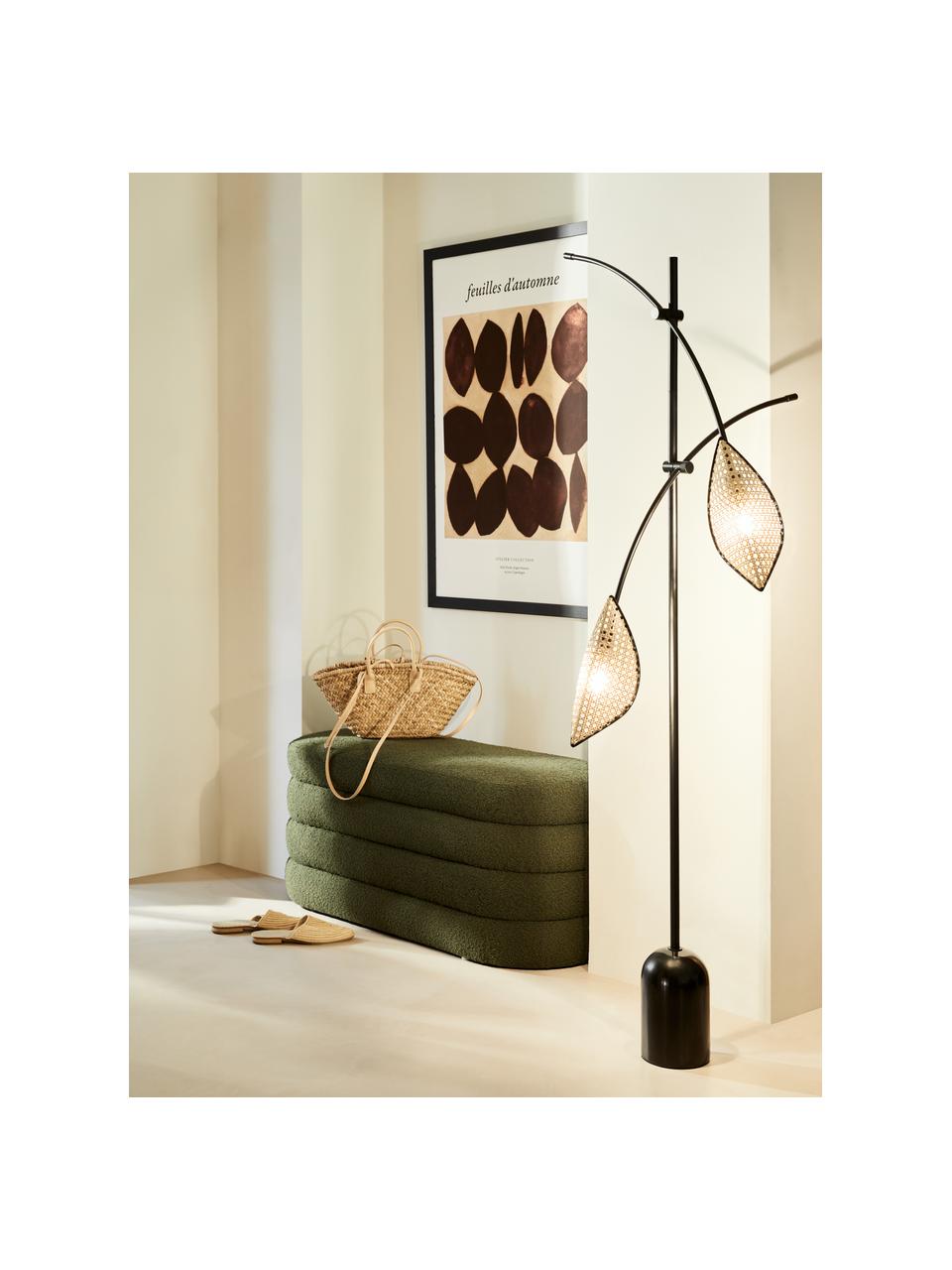 Banquette rembourrée en tissu bouclé Alto, Tissu bouclé vert, larg. 110 x haut. 47 cm