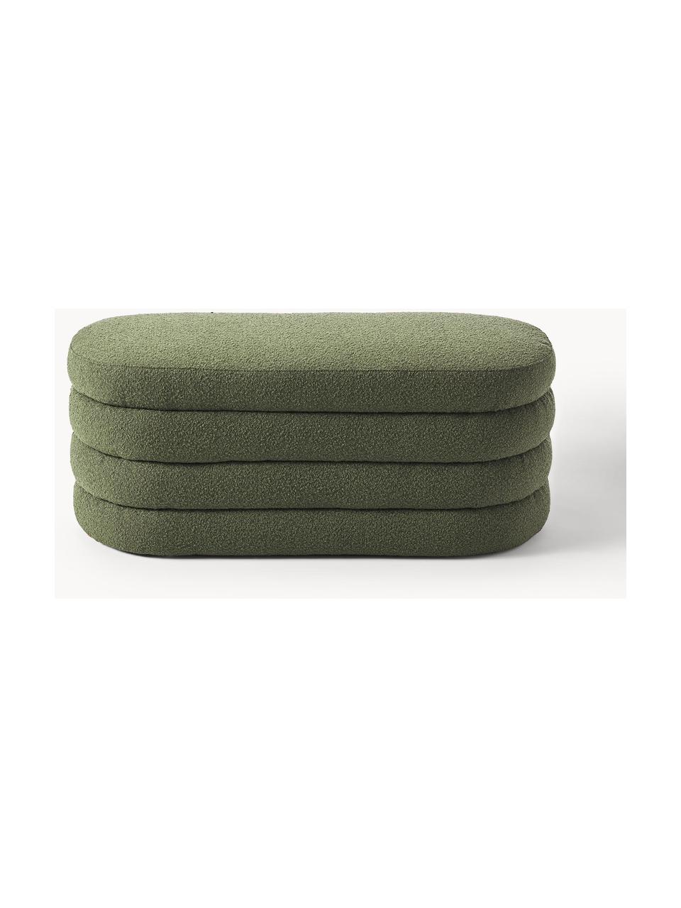 Banquette en tissu bouclé Alto, Bouclé vert foncé, larg. 110 x haut. 47 cm