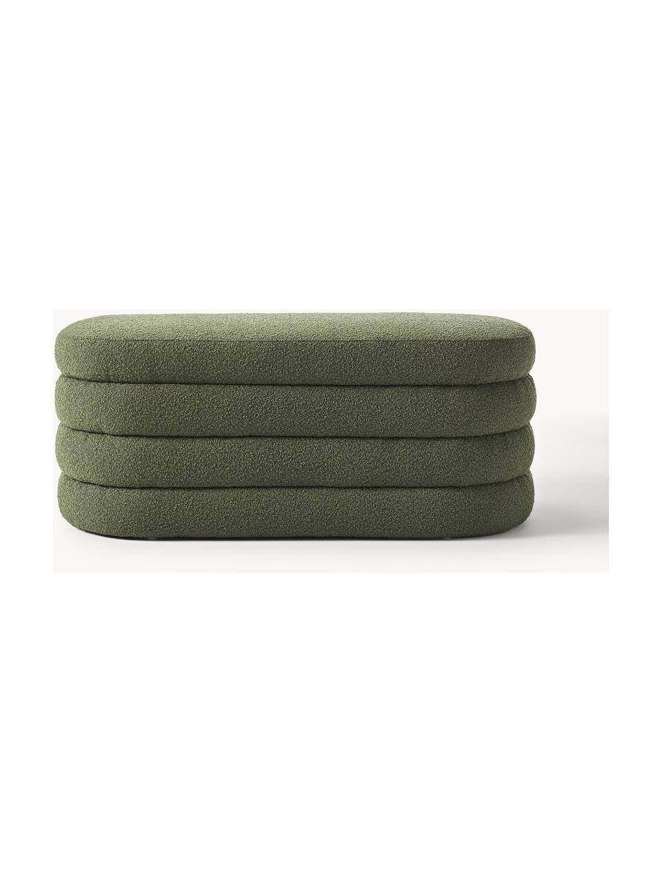 Banquette en tissu bouclé Alto, Bouclé vert foncé, larg. 110 x haut. 47 cm