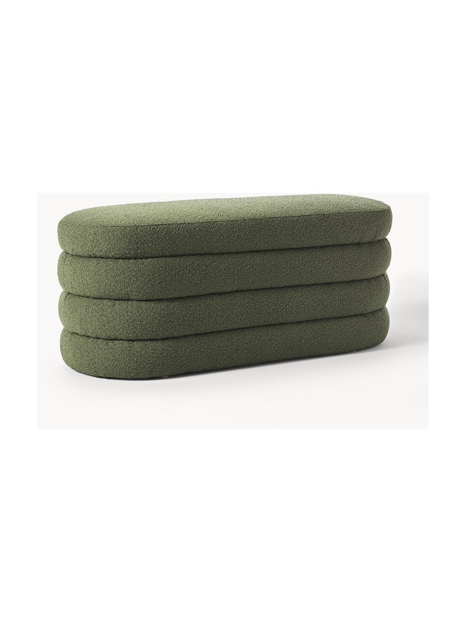 Banquette en tissu bouclé Alto, Bouclé vert foncé, larg. 110 x haut. 47 cm