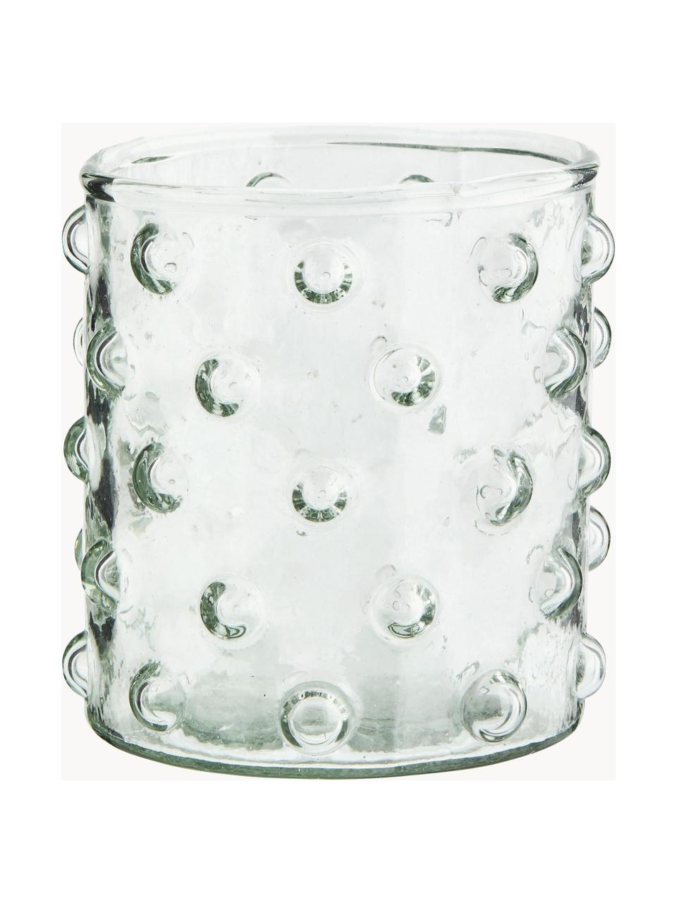 Mundgeblasene Wassergläser Spike mit Reliefmuster, 6 Stück, Glas, mundgeblasen, Transparent, Ø 8 x H 9 cm