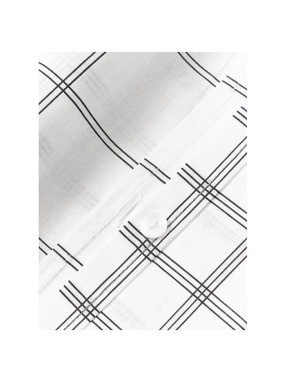 Copripiumino reversibile in cotone a quadri Enna, Bianco, nero, Larg. 200 x Lung. 200 cm
