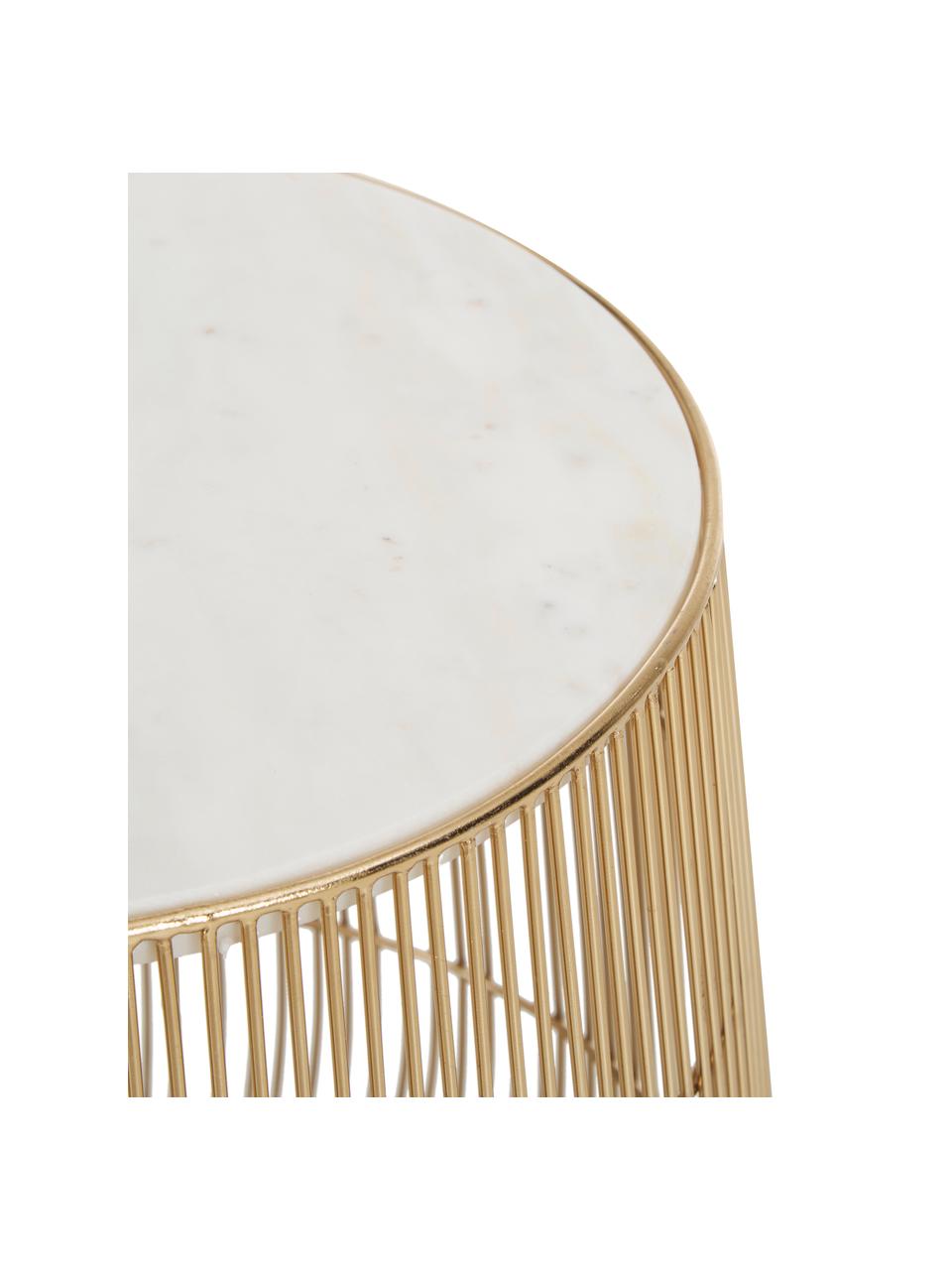 Odkládací stolek s mramorovou deskou XS Beam, Bílá, Ø 32 cm, V 35 cm