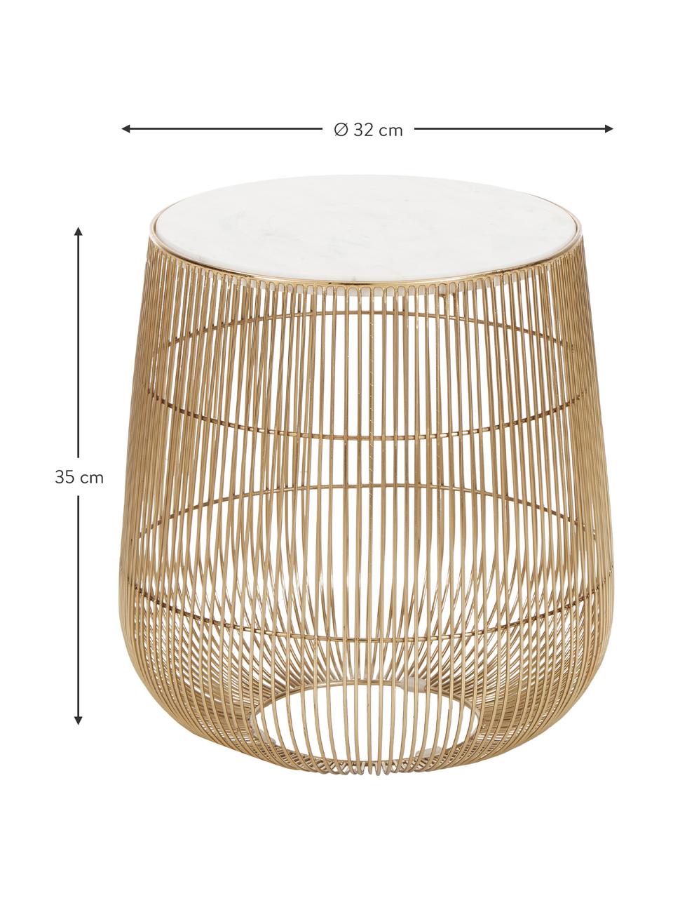 Mesa auxiliar de mármol XS Beam, Estructura: metal, latón, Tablero: mármol, Blanco, Ø 32 x Al 35 cm