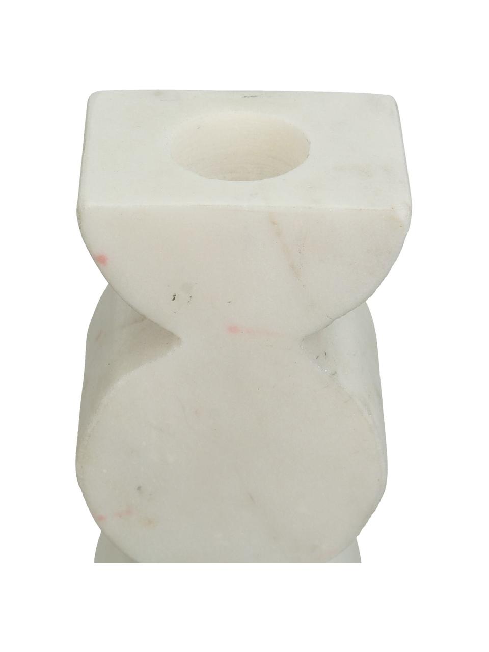 Kerzenhalter Kinga in Marmor-Optik, Polyresin, Weiß, B 8 x H 16 cm