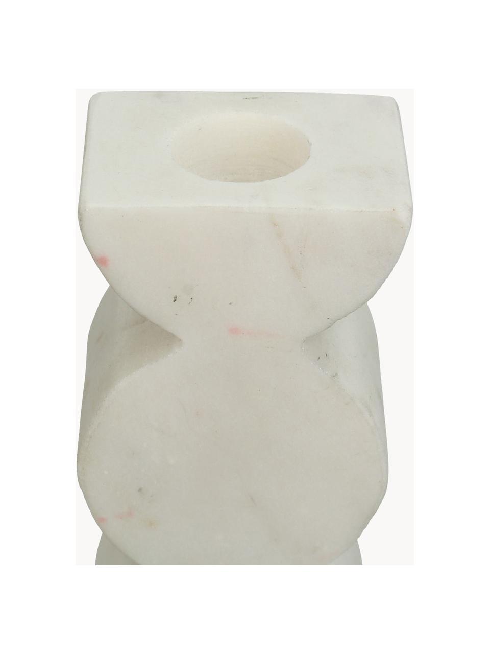 Bougeoir aspect marbre Kinga, Polyrésine, Blanc cassé, larg. 8 x haut. 16 cm
