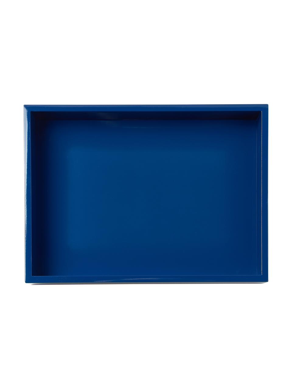 Hochglanz-Tablett Hayley, Mitteldichte Holzfaserplatte (MDF), lackiert, Blau, B 24 x L 33 cm