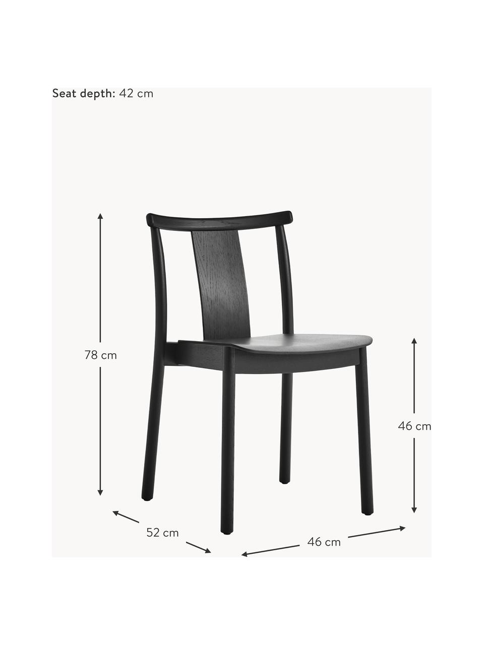 Krzesło z drewna dębowego Merkur, Drewno dębowe, sklejka, Czarny, S 46 x G 52 cm
