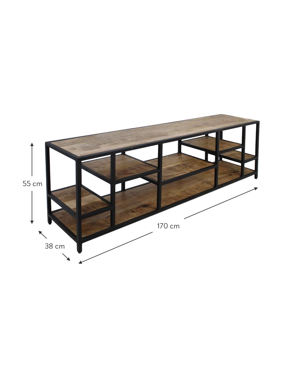 Lowboard Levels aus Holz und Metall, Mangoholz, Metall, Braun, Schwarz, 170 x 55 cm