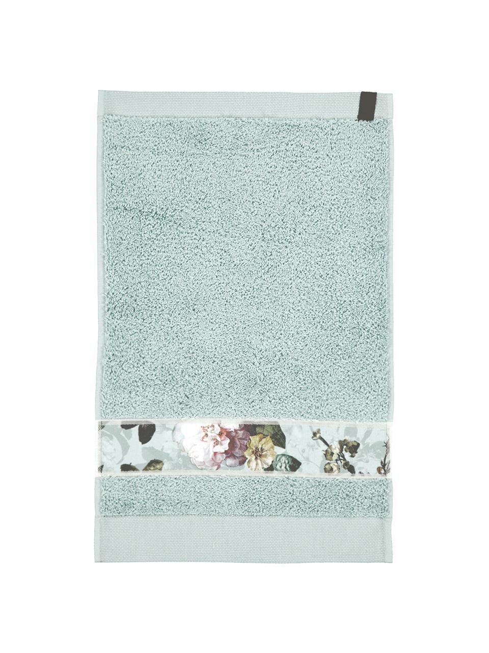 Handtuch Fleur in verschiedenen Grössen, mit Blumen-Bordüre, 97% Baumwolle, 3% Polyester, Mintgrün, Mehrfarbig, Handtuch, B 55 x L 100 cm