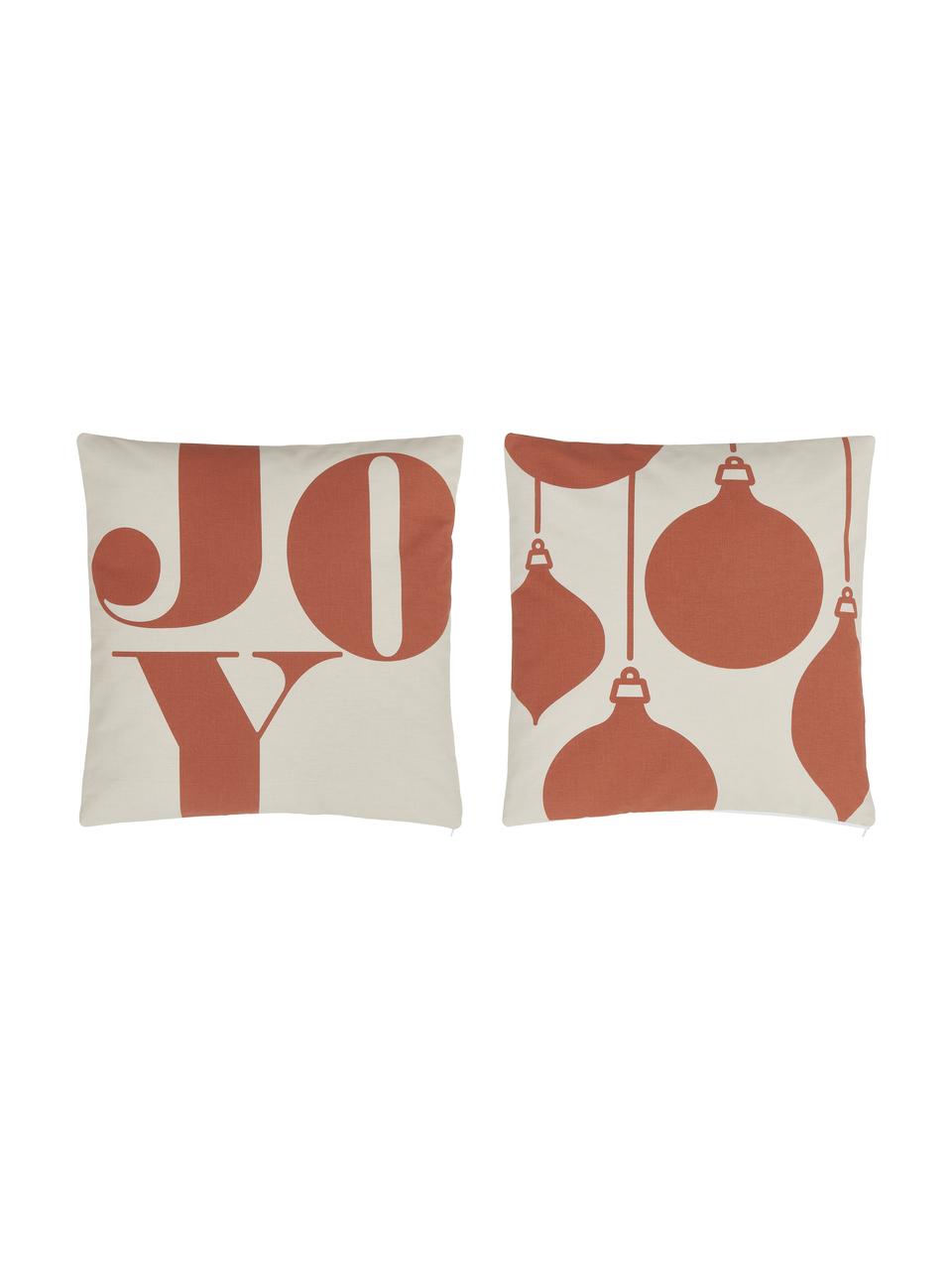 Dwustronna poszewka na poduszkę Joy, 100% bawełna z certyfikatem GOTS, Terakota, beżowy, S 45 x D 45 cm
