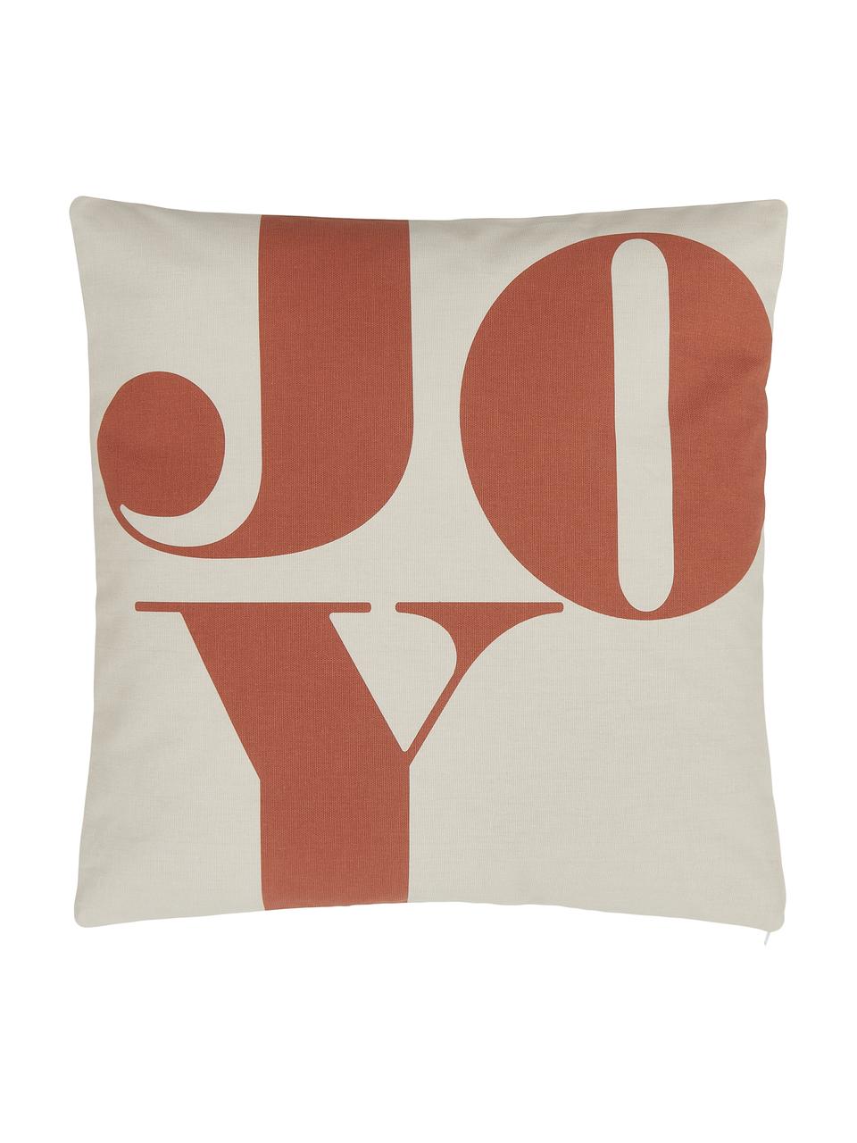Funda de cojín doble cara de algodón ecológico Joy, 100% algodón con certificado GOTS, Terracota, beige, An 45 x L 45 cm