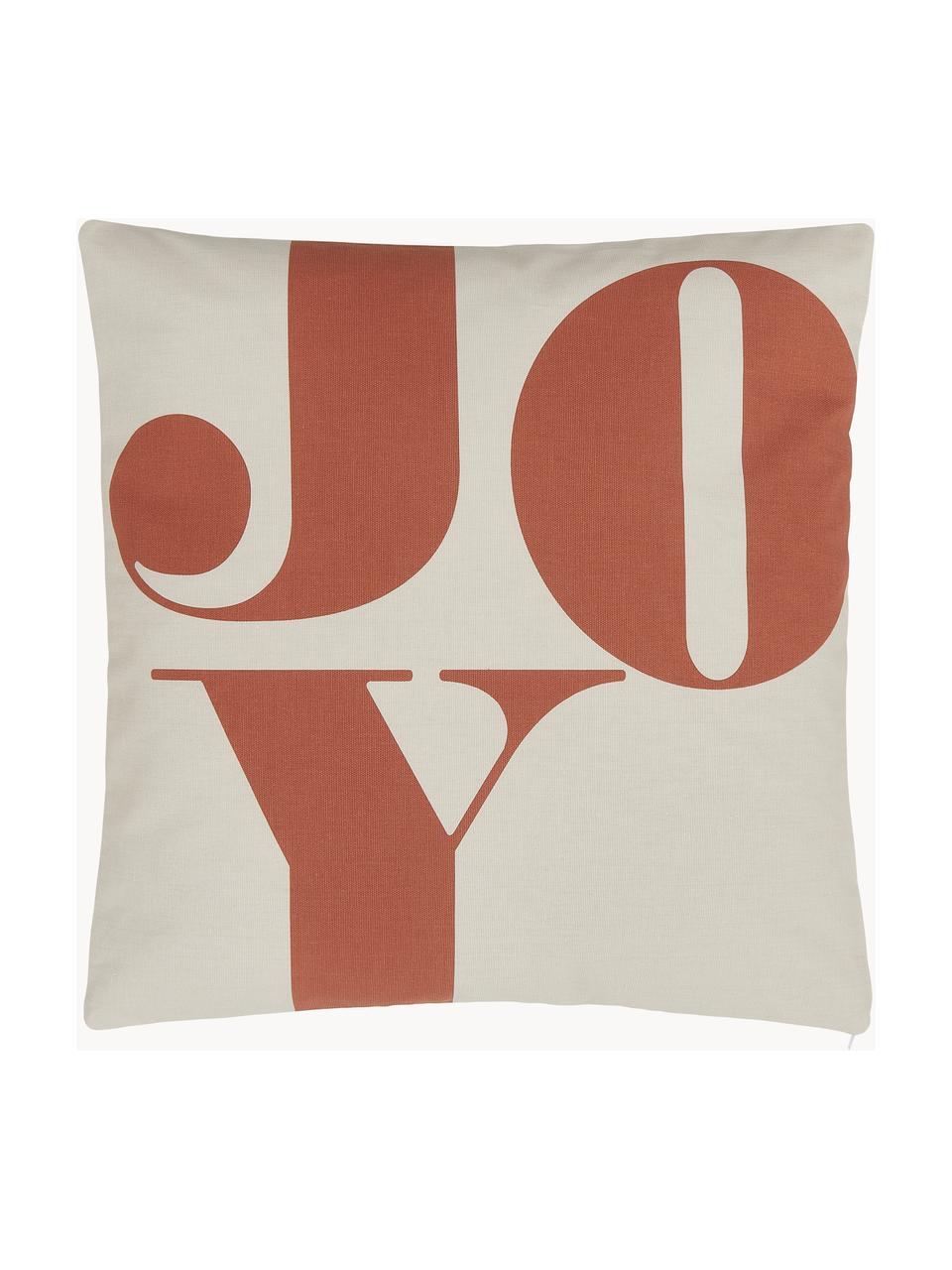 Housse de coussin 45x45 réversible Joy, 100 % coton, certifié GOTS, Terracotta, beige, larg. 45 x long. 45 cm